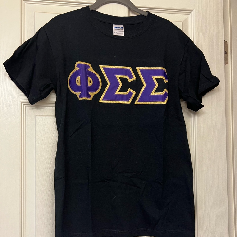 Phi sigma sigma - black tee with purple/gold letters